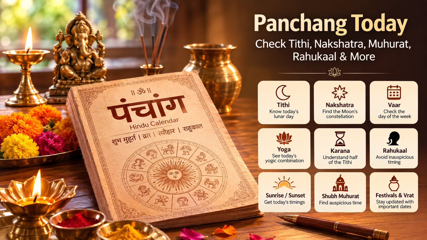 Panchang Today: Tithi, Nakshatra, Muhurat, Rahukaal & More